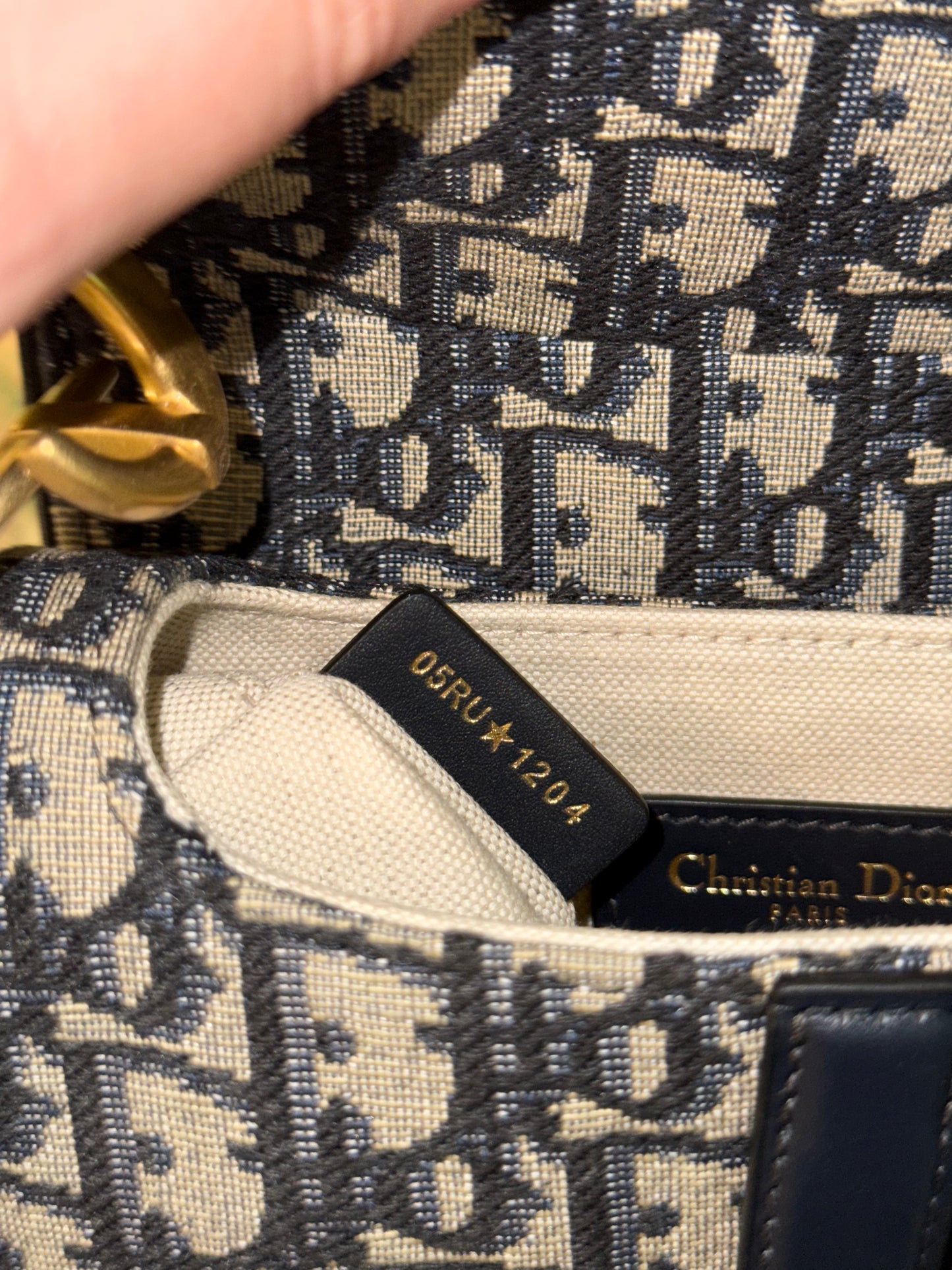 DIOR NAVY OBLIQUE CANVAS MINI SADDLE HANDBAG