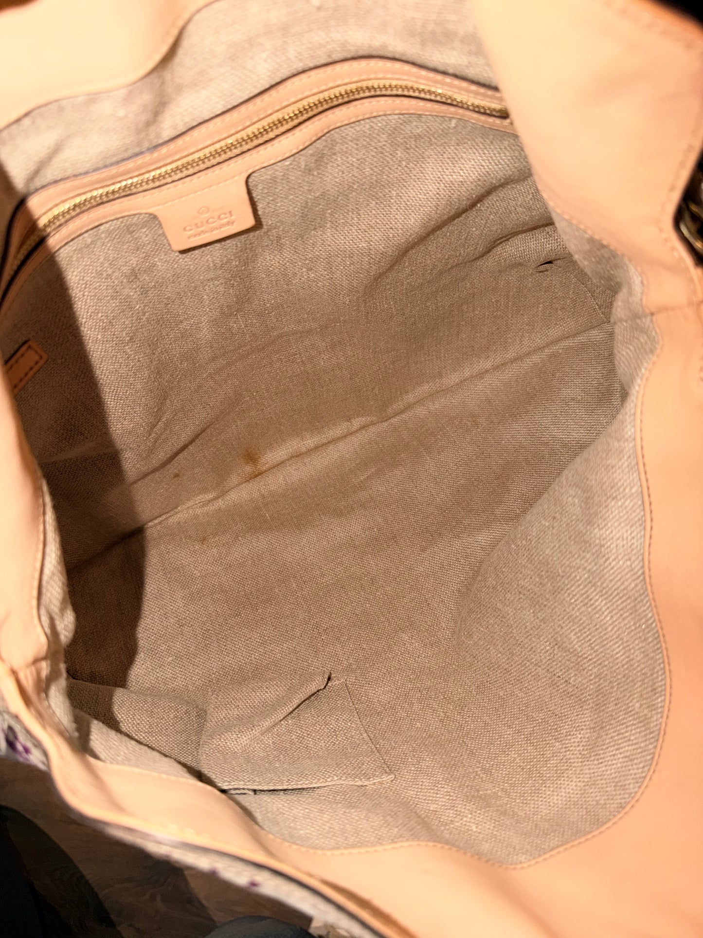 GUCCI BY FRIDA GIANNINI PINK FLORA PEGGY BAMBOO HOBO BAG