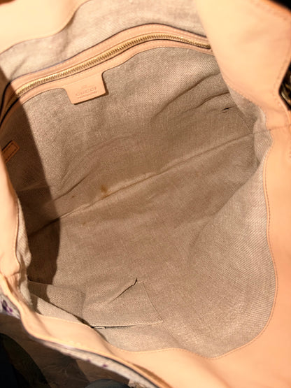 GUCCI BY FRIDA GIANNINI PINK FLORA PEGGY BAMBOO HOBO BAG