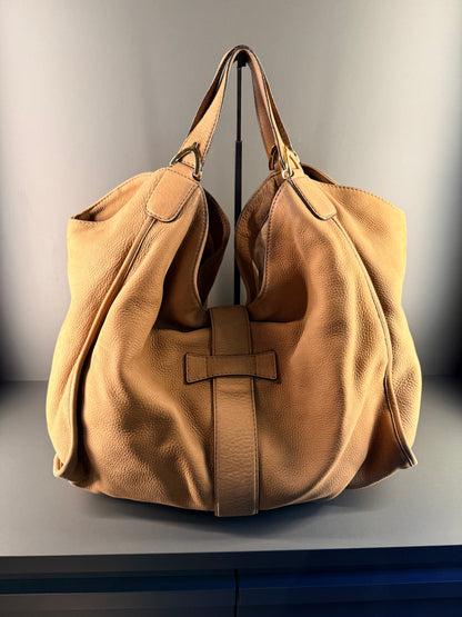 GUCCI BY FRIDA GIANNINI BEIGE NABUK LARGE LADY STIRRUP HOBO BAG
