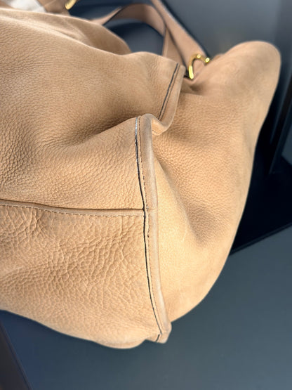 GUCCI BY FRIDA GIANNINI BEIGE NABUK LARGE LADY STIRRUP HOBO BAG