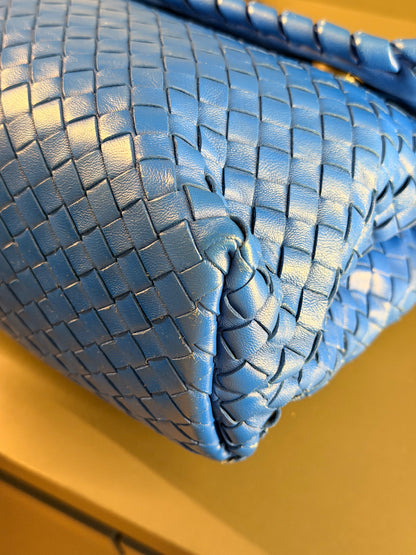 BOTTEGA VENETA ELECTRIC BLUE MEDIUM OLIMPIA SHOULDER BAG