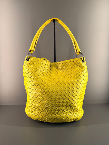 BOTTEGA VENETA YELLOW NAPPA INTRECCIATO BUCKET BAG