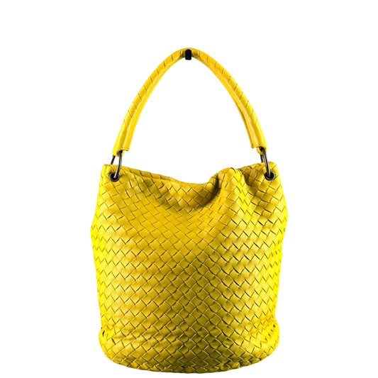 BOTTEGA VENETA YELLOW NAPPA INTRECCIATO BUCKET BAG