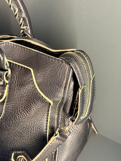 BALENCIAGA BLACK GRAINED LEATHER MEDIUM CLASSIC CITY HANDBAG