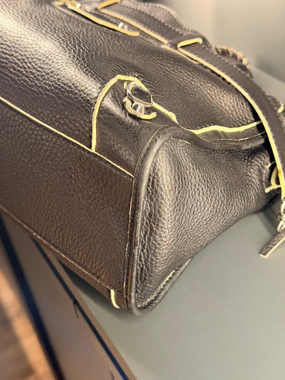 BALENCIAGA BLACK GRAINED LEATHER MEDIUM CLASSIC CITY HANDBAG