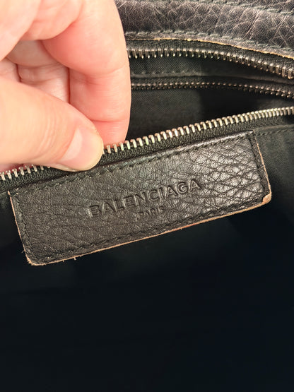 BALENCIAGA BLACK GRAINED LEATHER MEDIUM CLASSIC CITY HANDBAG