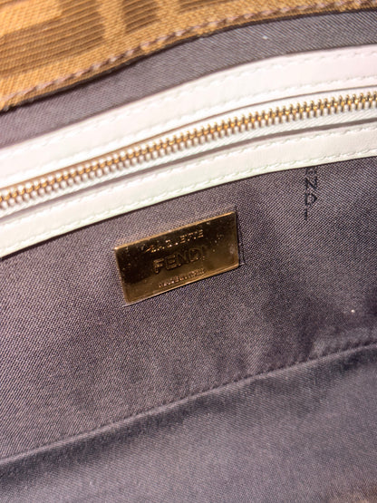 FENDI GLAZED ZUCCA CAGE BAGUETTE SHOULDER BAG