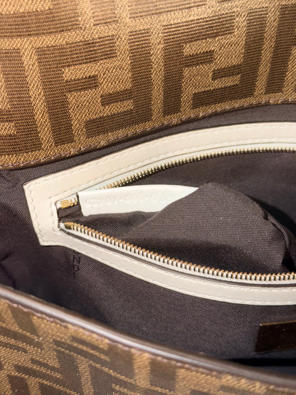 FENDI GLAZED ZUCCA CAGE BAGUETTE SHOULDER BAG