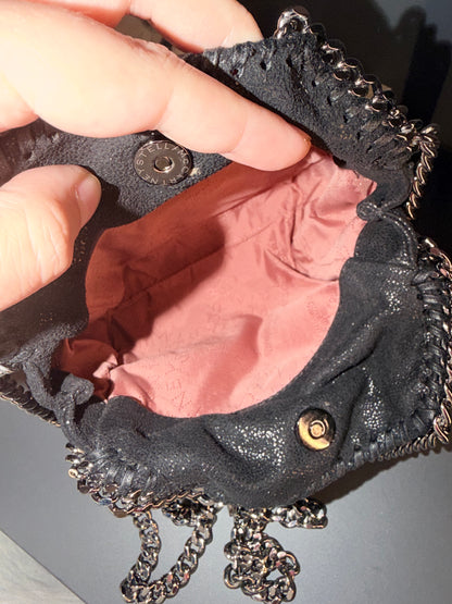 STELLA MCCARTNEY BLACK TINY FALABELLA CROSSBODY BAG