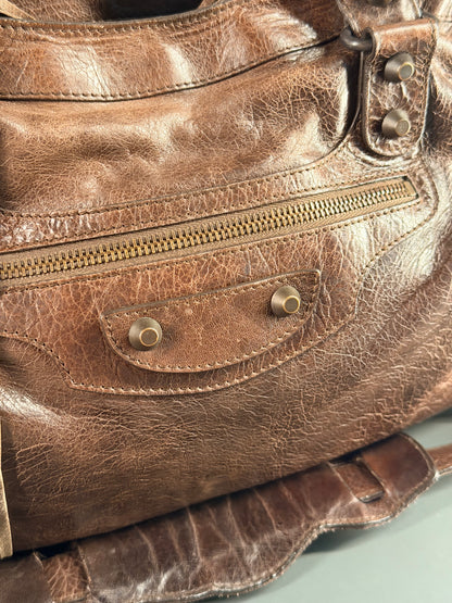 BALENCIAGA BROWN CLASSIC MEDIUM CITY HANDBAG
